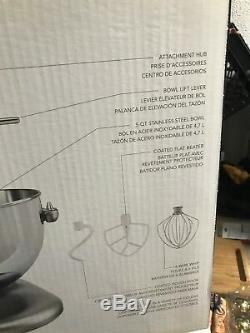 Kitchenaid Pro 5 Plus Bow Lift Stand Mixer 5 Quart 4.7 Lt Silver Kv25goxsl New