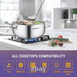 Korkmaz 18/10 Stainless Steel Low Casserole Pot with 26.5 Quart Capacity, a2743