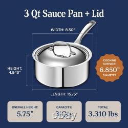 LEGEND COOKWARE 5-Ply Stainless Steel 3-Quart 3 Quarts