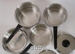 LIFETIME COOKWARE 18-8 Stainless Steel Saucepans Lids Double Boiler-7 Pieces EUC