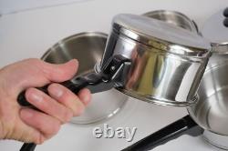 LIFETIME COOKWARE 18-8 Stainless Steel Saucepans Lids Double Boiler-7 Pieces EUC