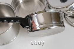 LIFETIME COOKWARE 18-8 Stainless Steel Saucepans Lids Double Boiler-7 Pieces EUC
