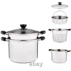 Lake Tian Stainless Steel Pasta Pot With Strainer Insert 4pc 10 Quart Steamer