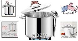 Large 12 Quart Stock Pot with Glass Lid Nickel Free Stainless Steel Cookware