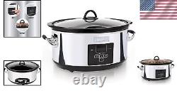 Large Capacity 7-Quart Stainless Steel Slow Cooker for Effortless Entertaining