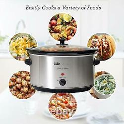 Large Capacity Crock Pot Stainless Steel Slow Cooker Oval Manual 8.5 Quart