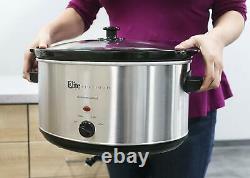 Large Capacity Crock Pot Stainless Steel Slow Cooker Oval Manual 8.5 Quart