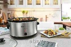 Large Capacity Crock Pot Stainless Steel Slow Cooker Oval Manual 8.5 Quart