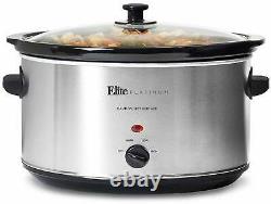 Large Capacity Crock Pot Stainless Steel Slow Cooker Oval Manual 8.5 Quart