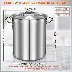 Large Stock Pot with Lid 24 Quart Stainless Steel Stockpot Heavy Duty Cooking