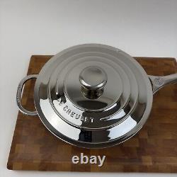 Le Creuset Tri-Ply Stainless Steel Nonstick Saucier Pan 3.5 Quart Scuffed Read