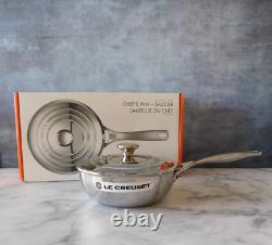 Le Creuset Tri-Ply Stainless Steel Saucier Pan with Lid, 2 Quart New