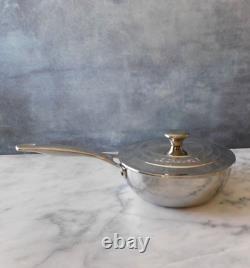 Le Creuset Tri-Ply Stainless Steel Saucier Pan with Lid, 2 Quart New