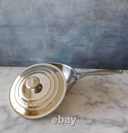 Le Creuset Tri-Ply Stainless Steel Saucier Pan with Lid, 2 Quart New