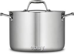 Luxurious 8-Quart Tri-Ply Clad Stainless Steel Stock Pot Induction-Ready &