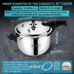 Luxury 12 Quart Stainless Steel Pressure Cooker for Large Families & Events