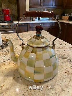 MacKenzie-Childs Parchment Check 3-Quart Tea Kettle