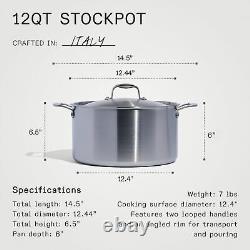 Made In 12 Quart Stainless Steel Stock Pot With Lid 5 Ply Stainless Clad