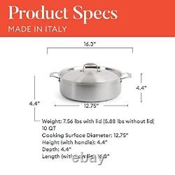 Made In Cookware 10 Quart Stainless Steel Rondeau Pot with Lid Stainless Cl