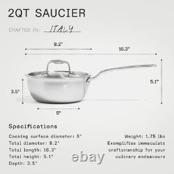 Made In Cookware 2 Quart Stainless Steel Saucier Pan 5 Ply Stainless Clad
