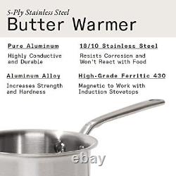 Made In Cookware 3/4 Quart Stainless Steel Butter Warmer 5 Ply Stainless