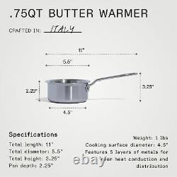 Made In Cookware 3/4 Quart Stainless Steel Butter Warmer 5 Ply Stainless