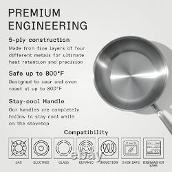 Made In Cookware 3 Quart Stainless Steel Saucier Pan 5 Ply Stainless Clad