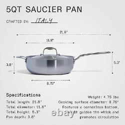 Made In Cookware 5 Quart Stainless Steel Saucier Pan 5 Ply Stainless Clad