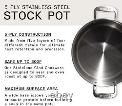 Made in Cookware 8 Quart Stainless Steel Stock Pot with Lid 5 Ply Stainless