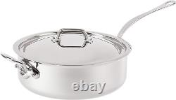 Made in France M'Cook 5 Ply Stainless Steel 5.8 Quart Saute Pan with Lid and Hel