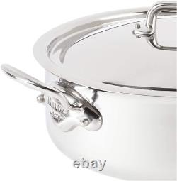 Made in France M'Cook 5 Ply Stainless Steel 5.8 Quart Saute Pan with Lid and Hel
