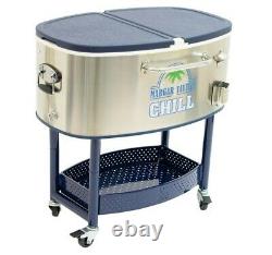 Margaritaville 77 Quart Oval Stainless Steel Outdoor Cooler with Wheels NEW