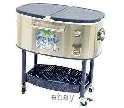 Margaritaville 77 Quart Oval Stainless Steel Outdoor Cooler with Wheels NEW