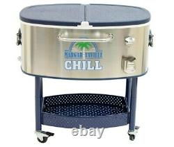 Margaritaville 77 Quart Oval Stainless Steel Outdoor Cooler with Wheels NEW