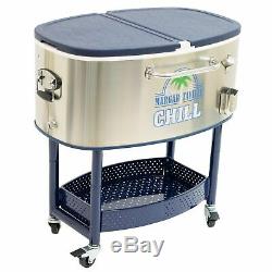 Margaritaville Rolling Oval Stainless Steel Cooler 77 Quart Margaritavill