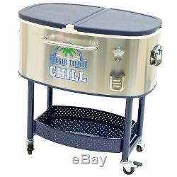 Margaritaville Rolling Oval Stainless Steel Cooler 77 Quart Margaritavill