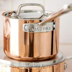 Martha by 2-Quart Stainless Steel Saucepan withLid Copper Exterior/Satin Inte