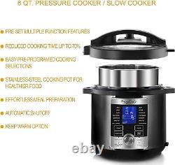 Megachef 6 Quart Stainless Steel Electric Digital Pressure Cooker with Lid