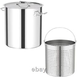 Mexican Style Extra Large 64 Quart Stainless Steel Stock Pot With Steamer Bas