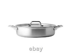 Misen 6 Quart Stainless Steel Rondeau Pot with Lid 5-Ply Steel Braiser Pan
