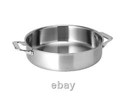 Misen 6 Quart Stainless Steel Rondeau Pot with Lid 5-Ply Steel Braiser Pan