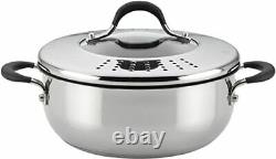 Momentum Stainless Steel Nonstick 4-Quart Covered Casserole with Locking Straini