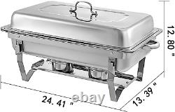 Mophorn 6 Packs Stainless Steel Chafing Dishes 8 Quart Full Size Pan Rectangular