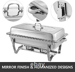Mophorn 6 Packs Stainless Steel Chafing Dishes 8 Quart Full Size Pan Rectangular
