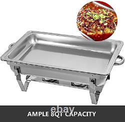 Mophorn 6 Packs Stainless Steel Chafing Dishes 8 Quart Full Size Pan Rectangular