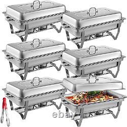 Mophorn 6 Packs Stainless Steel Chafing Dishes 8 Quart Full Size Pan Rectangular