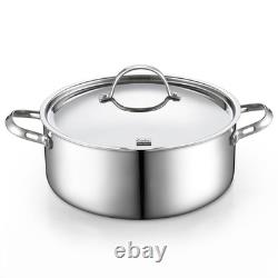 Multi-Ply Clad Stainless Steel Stock Pot, 7-Quart Pasta Cooking Canning Dutch