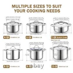 Multi-Ply Clad Stainless Steel Stockpot, 12 12 Quarts Silver Stainless Lid