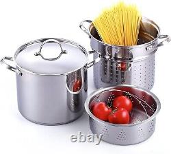 Multipurpose Stainless Steel Pasta Pot 12 Quart, Steamer Insert & Lid Included