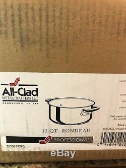 NEW ALL CLAD 12 Qt QUART RONDEAU Stock Pot Pan PROFESSIONAL STAINLESS STEEL Box